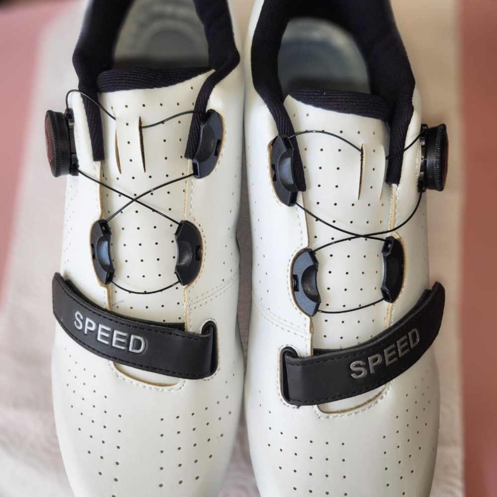 White Cycling Shoes with Speed Closure